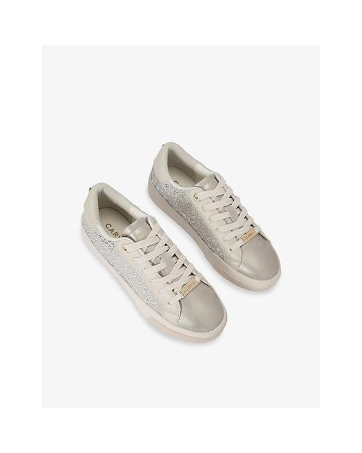Carvela Kurt Geiger White Santiana Jewel Low-Top Faux-Leather Trainers