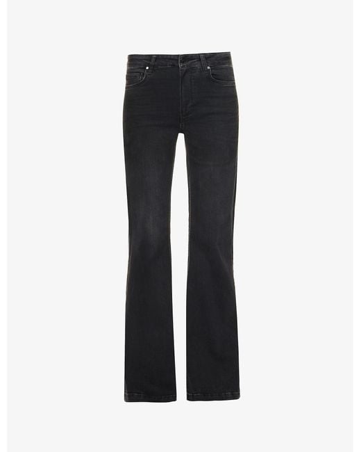 PAIGE Genevieve Brand-patch Flared High-rise Stretch-denim Jeans in ...