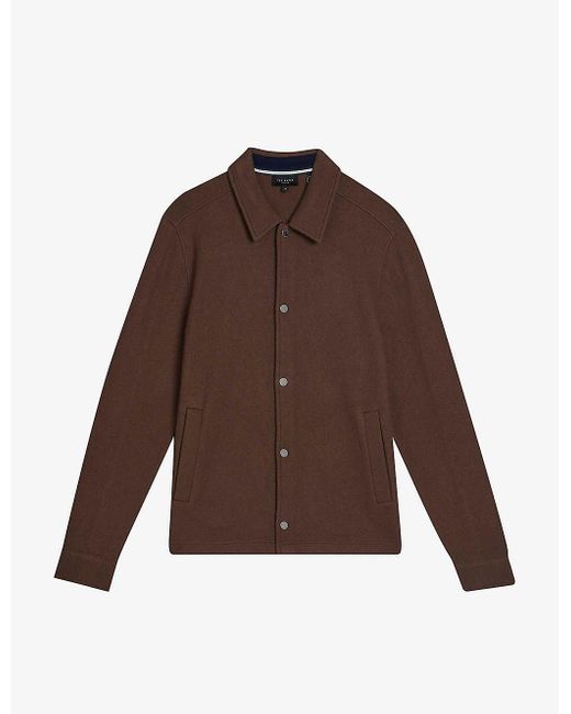 Ted Baker Brown Eason Regular-fit Button-up Wool Jacket for men