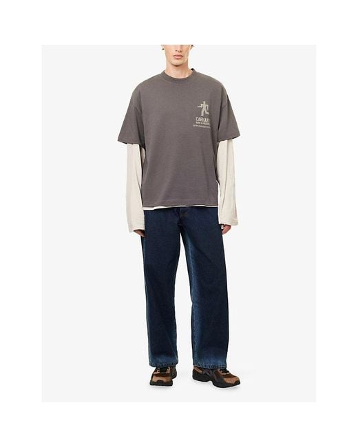 Carhartt Gray Distance Printed Cotton-Jersey T-Shirt for men