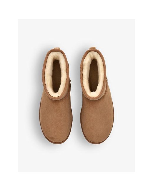 Ugg Brown Classic Ultra Mini Logo-Patch Suede And Shearling Ankle Boots for men