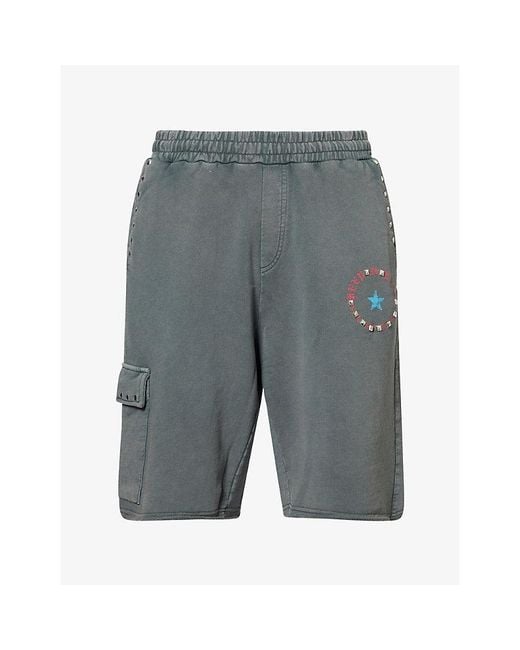Twojeys Gray Keep It Real Cotton-Jersey Sweat Shorts for men