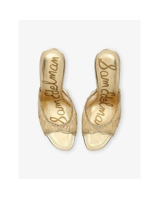 Sam Edelman Natural Iva Lace Heeled Mules