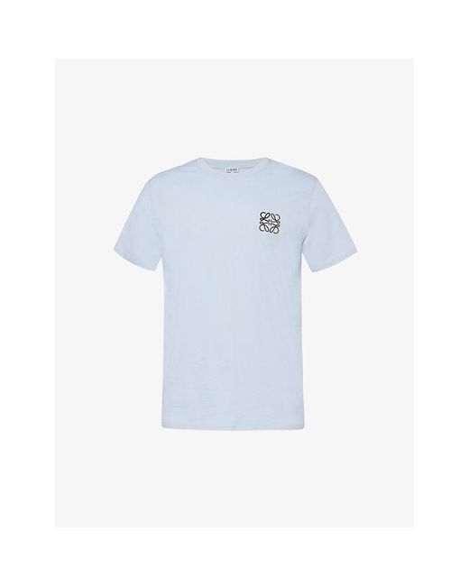 Loewe Blue Brand-embroidered Crewneck Cotton-jersey T-shirt for men