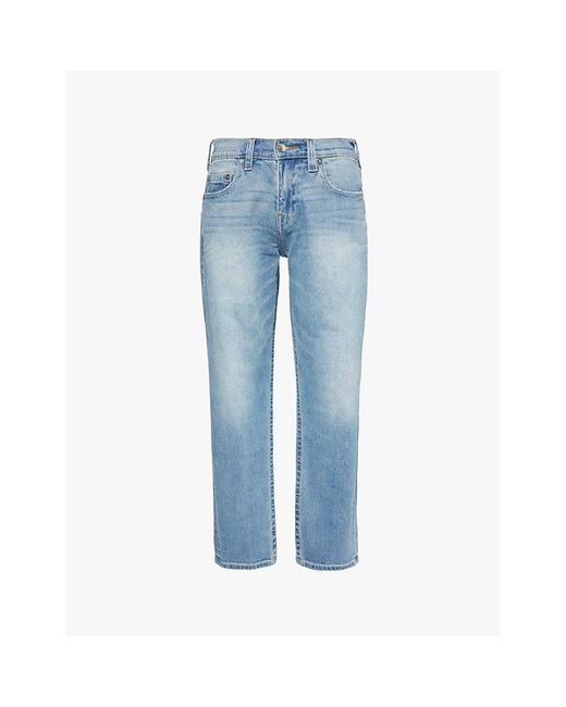 True Religion Blue Bobby Five-Pockets Straight-Leg Relaxed-Fit Stretch-Denim Jeans for men