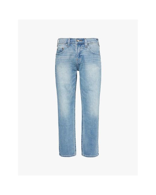 True Religion Blue Bobby Five-Pockets Straight-Leg Relaxed-Fit Stretch-Denim Jeans for men