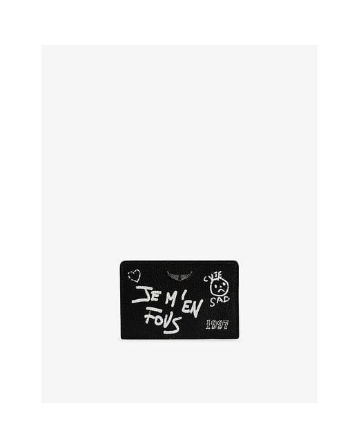 Zadig & Voltaire Black Zv Arty Pass Leather Cardholder