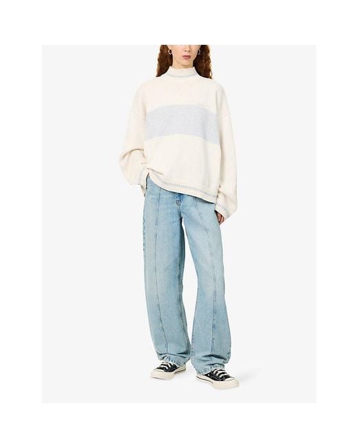 Sisters & Seekers White Bebe Roll-Neck Cotton-Blend Jumper
