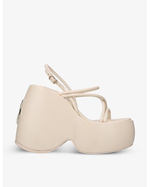 Naked Wolfe Natural Mystery Platform Leather Wedges