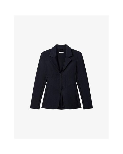 GOOD AMERICAN Blue Dolly's Joleans Compression Shine Corset Woven Blazer