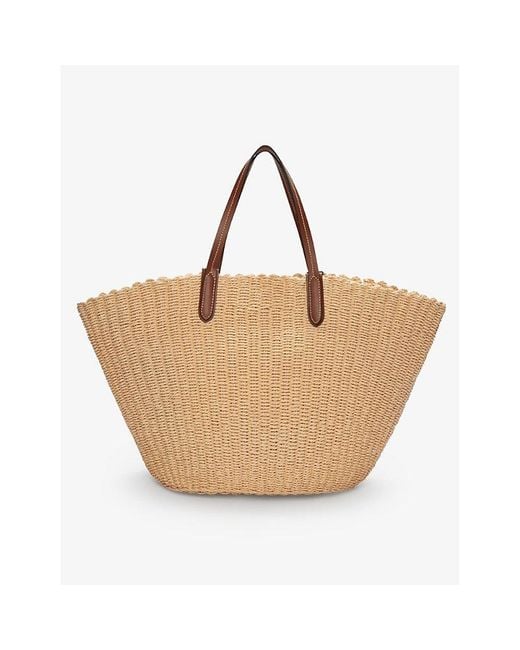 The White Company Natural Leather-trim Straw Tote Bag