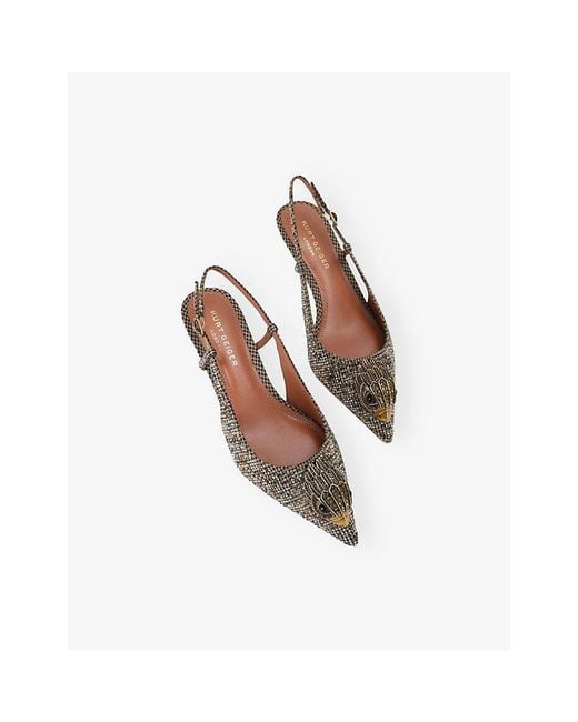 Kurt Geiger Metallic Belsize 40 Woven Heeled Slingbacks