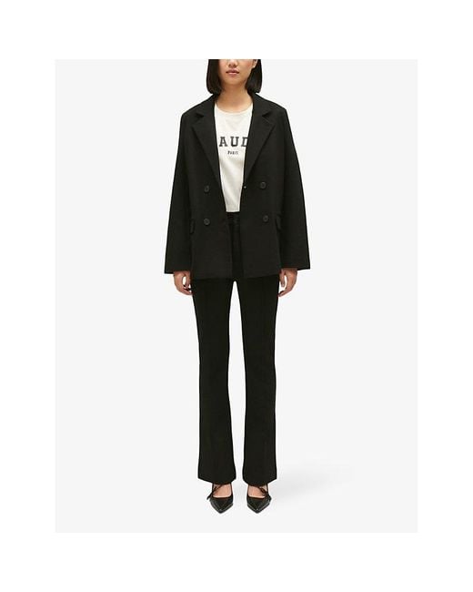 Claudie Pierlot Black Oversized Double-breasted Stretch-woven Blazer