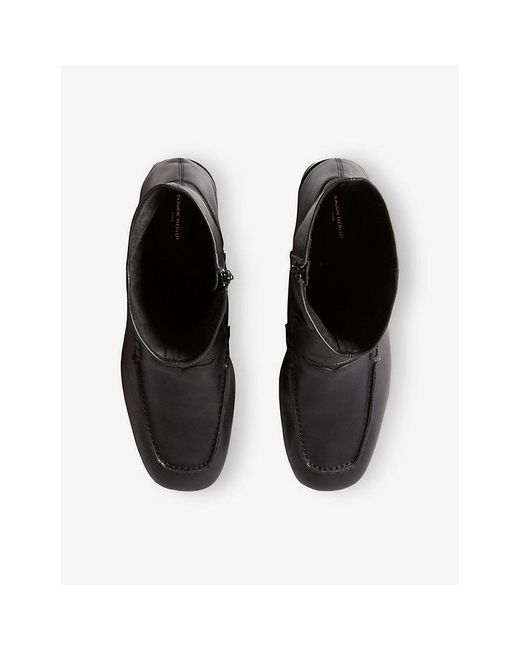 Claudie Pierlot Black Penny-Detail Leather Ankle Boots