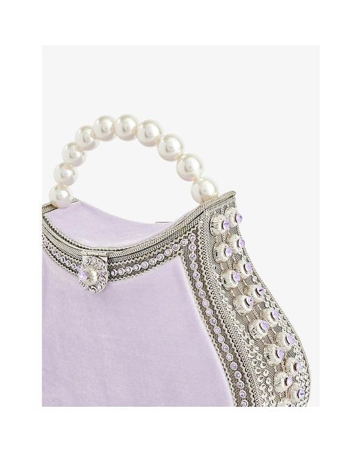 Mae Cassidy Multicolor Nimmi Jewel Pearl Velvet And Metal Top-handle Bag