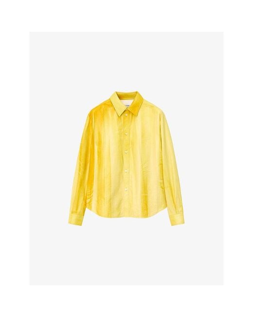 Loewe Yellow Pleated Relaxed-Fit Leather Shirt