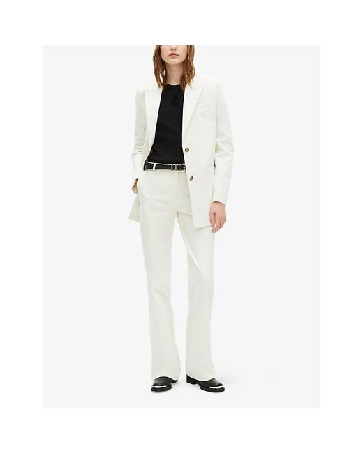 The Kooples White Notch-Collar Single-Breasted Tailored Cotton Suit Jacket