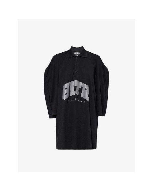Jean Paul Gaultier Black X Shayne Oliver Oversized Woven Polo Shirt