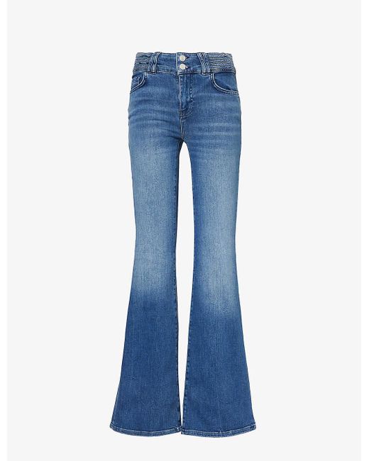FRAME Blue Triple Binding Flare-leg High-rise Stretch-denim Jeans