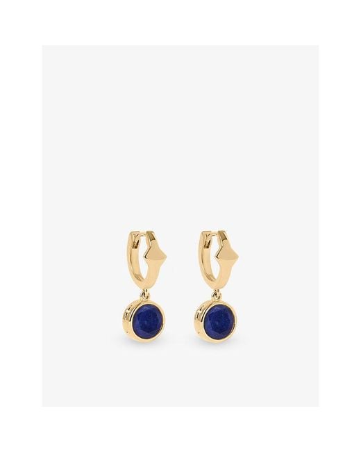 Astley Clarke Blue Luna 18Ct- Plated Sterling- And Lapis Huggie Earrings