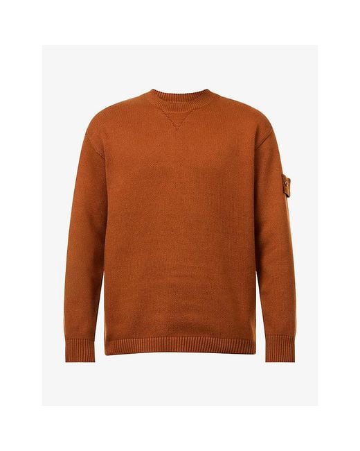 Stone Island Brown Ghost Plush Stitch Knit Cotton-Blend Jumper for men