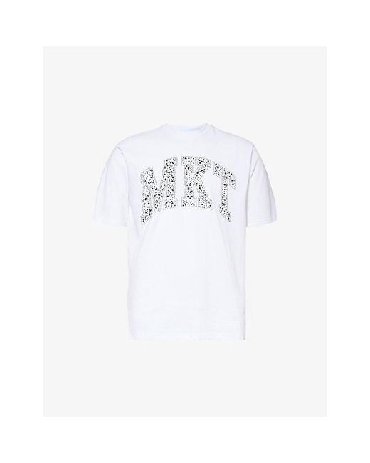 Market White Rhinestone Arc Branded Cotton-jersey T-shirt for men