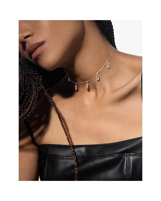 Messika Metallic Move Uno Drop Pendant Pavé 18Ct And 0.61Ct Diamond Necklace