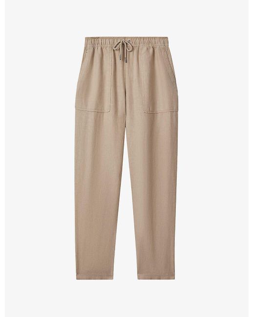 Reiss Natural Romie Relaxed-fit High-rise Stretch-woven Trousers