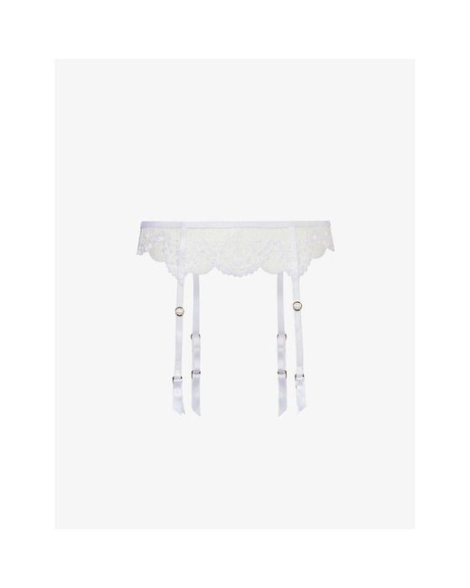 Bluebella White Marisa Floral-embroidered Lace Suspenders
