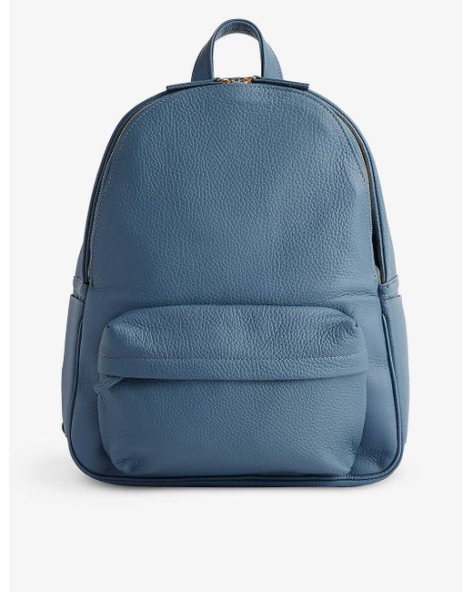 Eleventy Blue Zip-pocket Leather Backpack for men