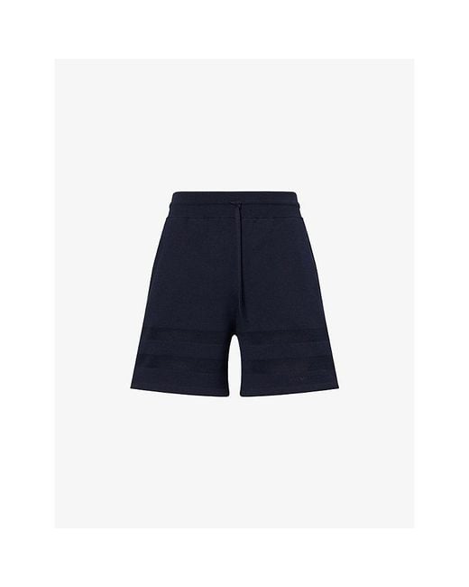 Givenchy Blue Sheer-Panel Logo-Embossed Knitted Shorts for men
