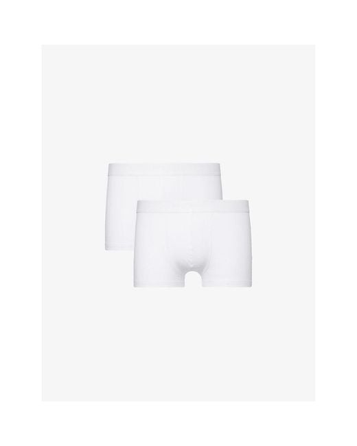 Sunspel White Branded-waistband Mid-rise Pack Of Two Stretch-cotton Trunks Xx for men