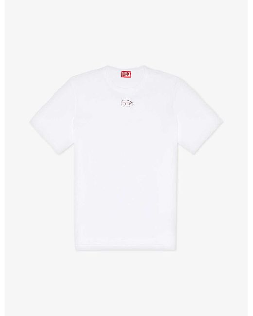DIESEL White T-just-od Logo-plaque Cotton-jersey T-shirt for men