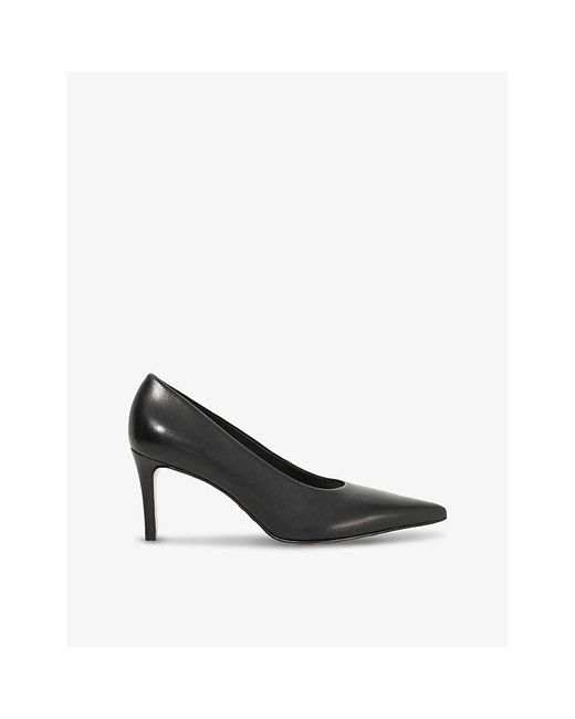 Dune Black Aspiring Heeled Leather Courts