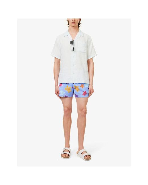 Vilebrequin White Moorise Turtle-print Stretch-recycled-polyamide Swim Shorts for men