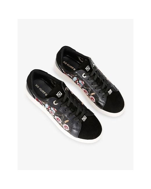 KG by Kurt Geiger Black Eliza Embroidered Leather Trainers