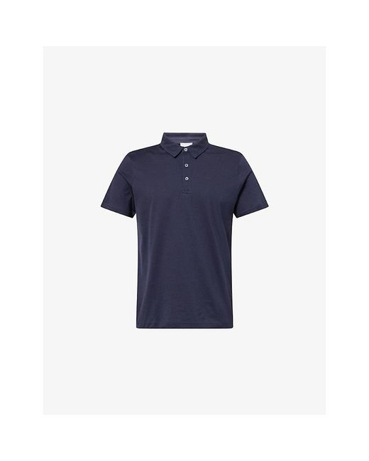 Sunspel Blue Short-Sleeve Cotton-Jersey Polo Shirt for men