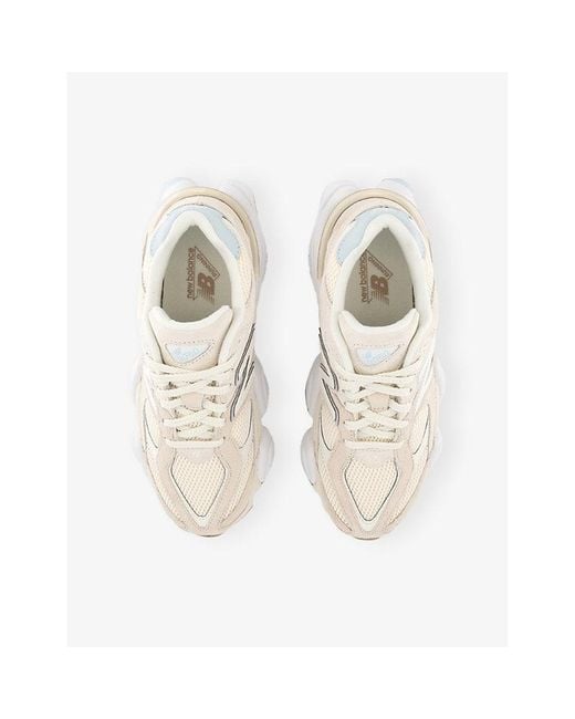 New Balance White 9060 Suede And Mesh Trainers