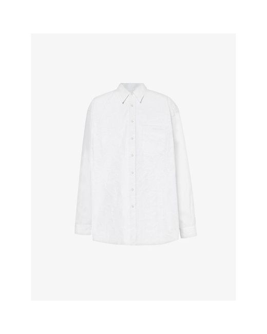 Y. Project White Scrunched Brand-embroidered Cotton Shirt for men