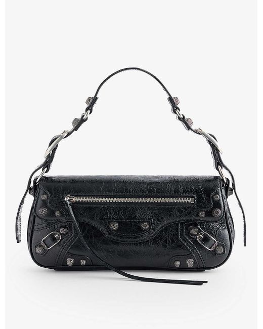 Balenciaga Black Le Cagole Small Stud-embellished Leather Shoulder Bag