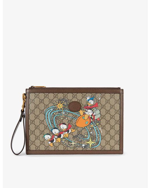 Gucci Multicolor X Disney Donald Duck Canvas And Leather Clutch Bag for men