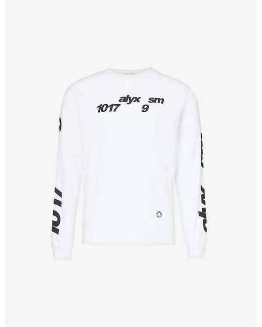 1017 ALYX 9SM White Logo-print Long-sleeve Cotton-jersey T-shirt for men