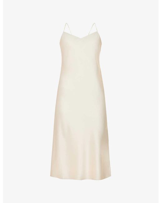 Theory Slip Satin Midi Dress in White Lyst UK