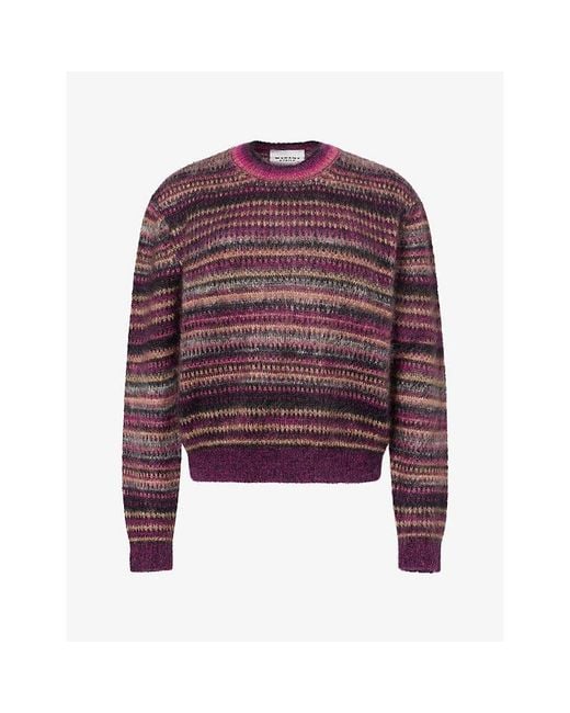 Isabel Marant Purple Morine Striped Mohair-Blend Jumper