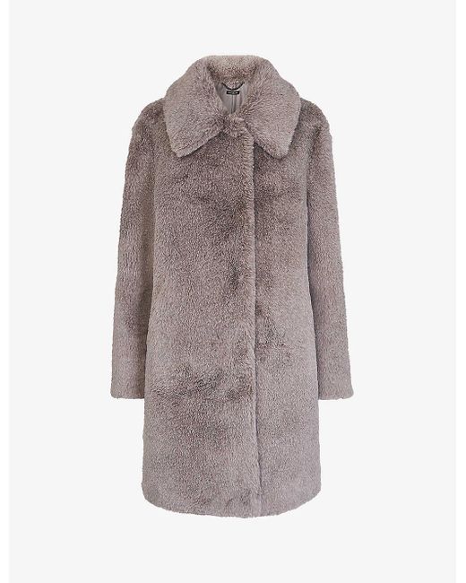 Whistles Imogen Collardetail Fauxfur Coat in Gray Lyst
