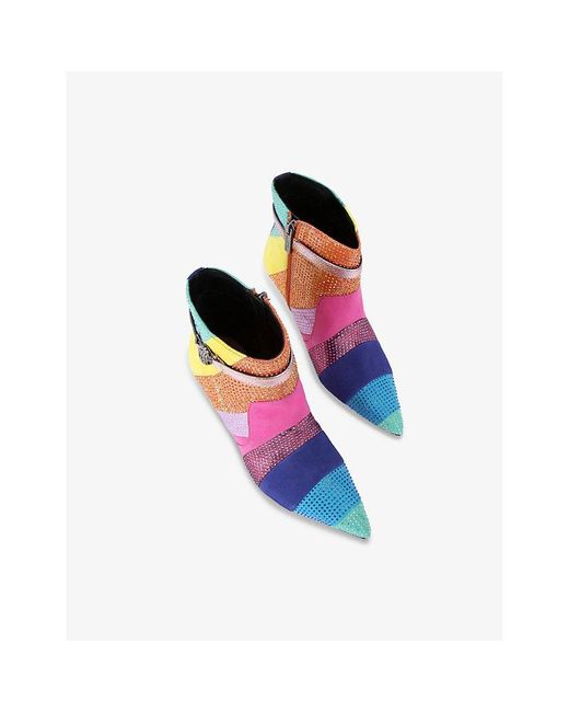 Kurt Geiger Blue Kensington Faux-Leather Heeled Ankle Boots