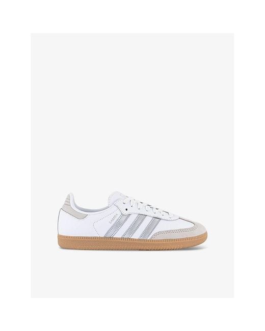 Adidas White Samba Og Logo-Print Leather And Suede Low-Top Trainers