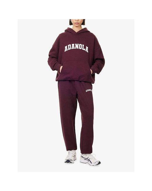 ADANOLA Purple Varsity Straight-Leg Cotton-Jersey Jogging Bottoms