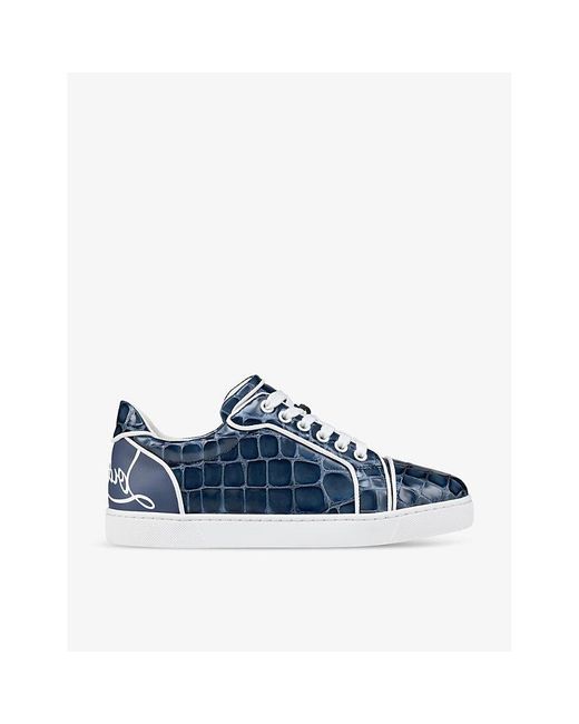 Christian Louboutin Blue Fun Vieira Orlato Leather Low-Top Trainers