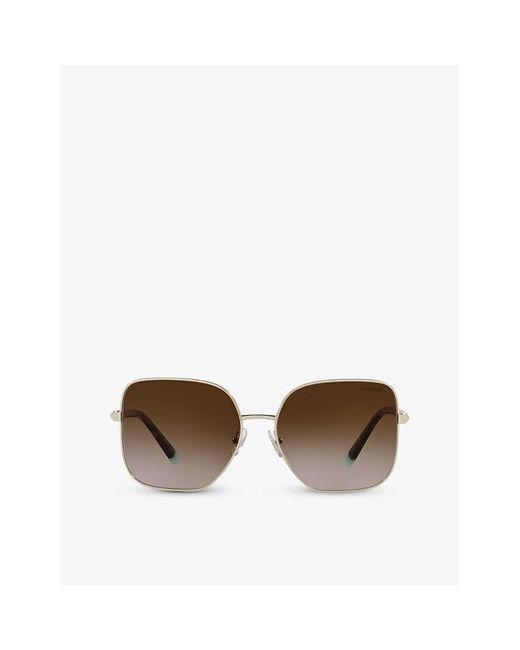 Tiffany & Co Brown Tf3078b Square-frame Metal Sunglasses